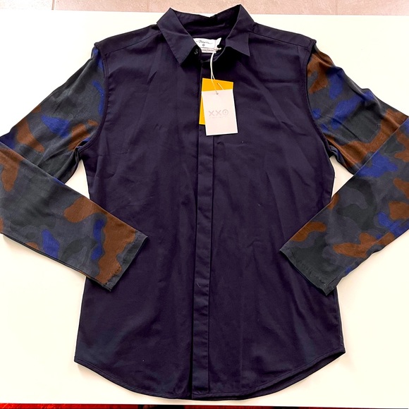 Phillip Lim X Target Men’s Long Sleeve Navy/Camouflage Button Up Shirt sz Small - Picture 2 of 5